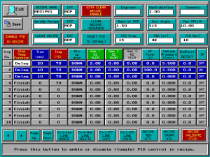 Matrix Plasma Asher Descum System -Recipe Edit screen